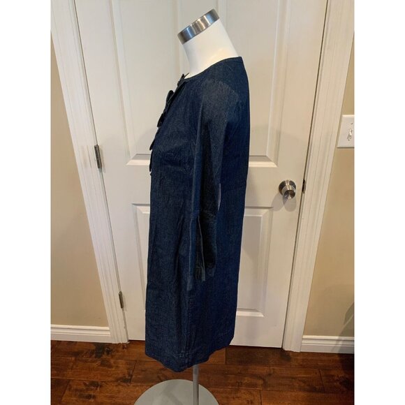 Draper James Blue Chambray Ruffle Shirt Dress W/ Ruffle Front Dress, Size 0, NWT - Picture 4 of 6